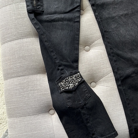 DG2 by Diane Gilman black jeans with rhinestone details - Picture 3 of 11